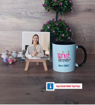 Türkçe Öğretmeni Fotoğraflı Dekoratif Taş, Kupa Bardak Beyaz Hediye (Model 11)