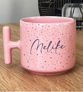 Kişiye Özel İsme Özel Hediye Pastel T Kupa Puantiyeli Doğum Günü Hediyesi (Pembe)