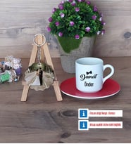 Damat Türk Kahvesi Fincanı Ahşap Altlıklı ve Fotoğraflı Ahşap Anahtarlık Hediye (Model 3)