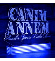 Canım Annem 3D Lamba, Anneye Hediye (Mavi)
