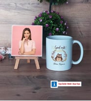 Baykuş Fotoğraflı Dekoratif Taş, Kupa Bardak Beyaz Hediye (Model 1)