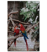 Cakapuzzle Daldaki Kırmızı Mavi Papağanlar Puzzle Yapboz MDF (Ahşap) (500 Parça)