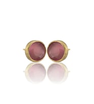 Kadir Jewellery 22 Ayar Altın Kaplama Kadın Minimal Küpe -El İşçiliği Ve Hipoalerjenik Küpe (Pembe)