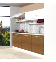 Decoraktiv Style 160 MDF Hazır Mutfak Dolabı - Tezgah Dahil - Parlak Beyaz (Beyaz - Ceviz)