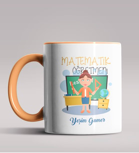 Kişiye Özel Matematik Öğretmeni Tasarımlı Siyah Renk Kupa 12 (Turuncu)