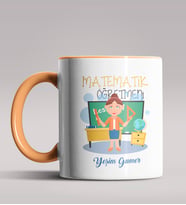 Kişiye Özel Matematik Öğretmeni Tasarımlı Siyah Renk Kupa 12 (Turuncu)
