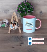 Anneler Günü Hediyesi Kupa Bardak Beyaz ve Fotoğraflı Ahşap Anahtarlık Hediye (Model 6)