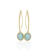Kadir Jewellery 22 Ayar Altın Kaplama Vintage Küpe -El İşçiliği Ve Hipoalerjenik Küpe (Açık Mavi)