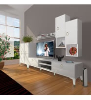 Decoraktiv Eko 6DA Mdf Dvd Gold Tv Ünitesi Tv Sehpası (Beyaz)