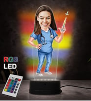 Doğum Günü Hediyesi,Sevgiliye Hediye, Kişiye Özel Fotoğraflı Hemşire Karikatür 3D Led Lamba (RGB)