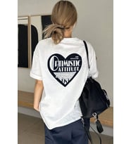 Unisex Optimistic Baskılı Tasarım Tshirt (Beyaz)