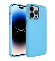 iPhone 14 Pro Max Kılıf Luna Dışı Soft Yumuşak İçi Kadife Kılıf (Buz Mavisi)