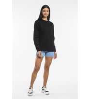 Süperlife Kadın Bisiklet Yaka Regular Kalıp İnce Pamuklu Sweatshirt SPR21K30 (Siyah)