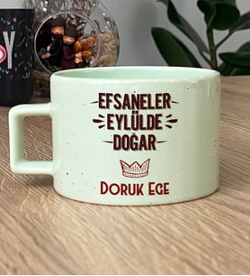 Kişiye Özel Efsaneler Eylülde Doğar Hediye Pastel Fincan Doğum Günü Hediyesi (Yeşil)