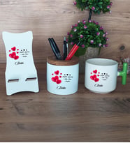 Sevgiliye Hediye Hediye Sepeti Kupa Bardak T Kulplu, Kalemlik ve Ahşap Telefon Standı Sevgililer Günü Hediyesi (Model 8)