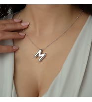 Usho Jewelry 925 Ayar Gümüş Balon Harf Kolye, Kadın Kolye (Gümüş)