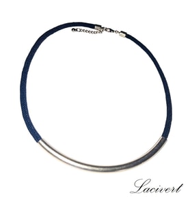 Handcraftedbyoz Kadın Gümüş Kordon Kolyeler (Lacivert, Kırmızı seçenekleriyle) (Lacivert)