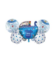 Hoş Geldin Bebek Puset 5 li Set Folyo Balon (Mavi)
