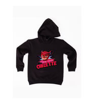 Pj maskeliler Owlette baskılı kapüşonlu pamuklu kumaş çocuk sweatshirt (Siyah)
