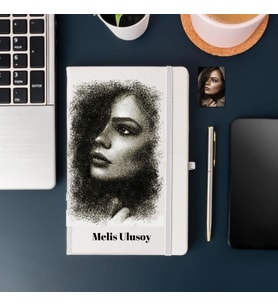 Çılgıntrend Kişiye Özel  Karakalem Tasarımlı Defter (Beyaz)