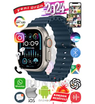 Poco X3 Uyumlu Akıllı Saat ULTRA MAX 2024 Kordon Hediyeli Amoled Ekran (Koyu Mavi)