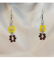 Crystal Atelier El Yapımı Miyuki Sallantılı Çiçek Küpe Mini Çiçek Küpe Zarif Çiçek Küpe Çiçek Sallantılı Küpe (Sarı)