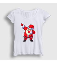 Presmono Kadın Sarı Dabbing Noel Baba Santa Claus Yılbaşı T-Shirt 269232tt (Beyaz)
