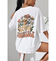 Unisex Love Yourself Baskılı T-shirt (Beyaz)