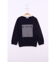 Toontoy Kız Çocuk Weekend Baskılı Tişört (Lacivert)