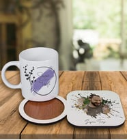Kişiye Özel Tasarım Kupa Bardak Ve Fotoğraflı Ahşap Bardak Altlığı 99159 (Kahverengi)