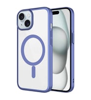 iPhone 15 Plus Kılıf Wireless Şarj Özellikli Sert PC Mat Riksos Magsafe Kılıf (Mavi)