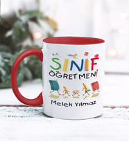 Sınıf Öğretmeni Tasarımlı Kişiye Özel Kupa Bardak (Kırmızı)