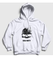 Presmono Unisex Gri Skull Call Of Duty Kapüşonlu Sweatshirt 27353tt (Beyaz)