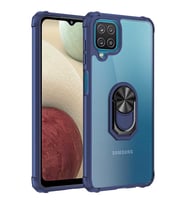 Galaxy A12 Kılıf Zore Mola Kenar Köşe ve Yüzük Kısımları Renkli (Lacivert)
