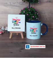 Teknoloji ve Tasarım Öğretmeni Dekoratif Taş, Kupa Bardak Kırmızı Hediye Öğretmenler Günü Hediyesi (Model 2)