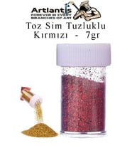 Renkli Toz Sim Tuzluklu 7 gr 1 Adet Renkli Toz Sim Epoksi Reçine Okul Etkinlik Dekarasyon Slime (Kırmızı)