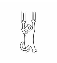 Tutunmaya Çalışan Kedi Araba Sticker Siyah 9x23 CM (Siyah-Siyah)