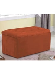 Lüks Sandıklı Kapitoneli Puf 60 cm (Turuncu)