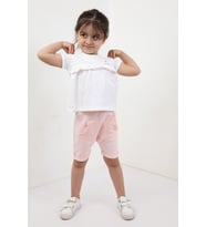 Toontoy Kız Çocuk Nakışlı Şortlu Takım (Pembe)