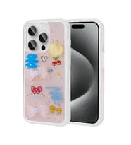 iPhone 15 Pro Kılıf Kabartma Figürlü Parlak Minimini Silikon Kılıf (Pembe)