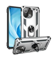 Xiaomi Mi 11 Lite Kılıf Zore Vega Yüzüklü Standlı Zırh Kılıf (Gri)