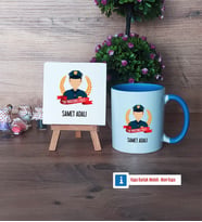 Erkek Polis Dekoratif Taş, Kupa Bardak Kırmızı Hediye (Model 3)
