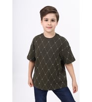 Toontoy Unisex Çocuk Baskılı Tişört (Haki)