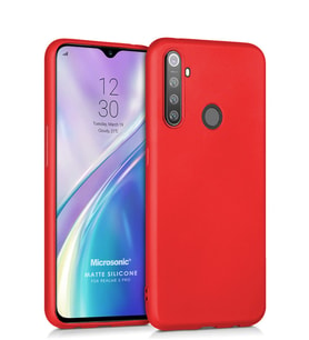 Microsonic Matte Silicone Realme 5 Pro Kılıf (Kırmızı)