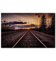 Cakapuzzle Demir Yolu Gün Batımı Bulut Ağaçlar  Puzzle Yapboz MDF (Ahşap) (255 Parça)