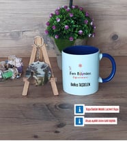 Fen Bilimleri Öğretmeni Kupa Bardak Beyaz ve Fotoğraflı Ahşap Anahtarlık Hediye (Model 3)