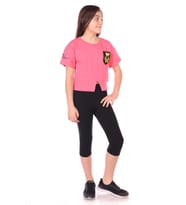 Toontoy Kız Çocuk Göğsü Ayıcık Baskılı Kaprili Takım (Fuşya)
