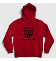 Presmono Unisex Gri Bear Logo Radiohead Kapüşonlu Sweatshirt 103870tt (Kırmızı)