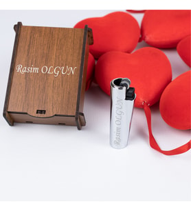İSME ÖZEL AHŞAP KUTULU METAL CLIPPER (Gümüş)