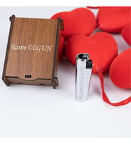 İSME ÖZEL AHŞAP KUTULU METAL CLIPPER (Gümüş)
